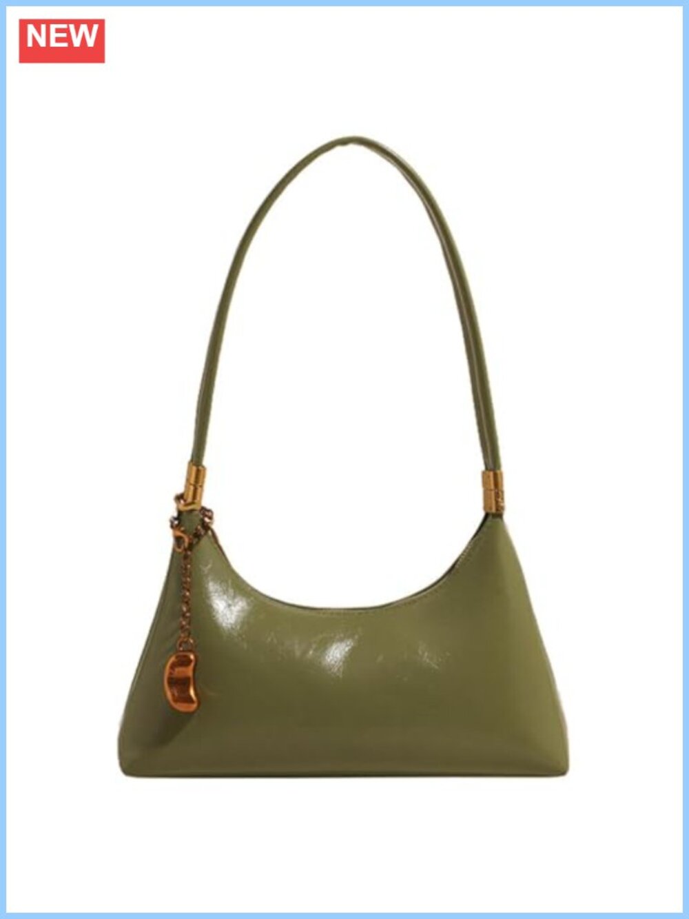 Small Patent Shoulder Bag Y2K 2-Strap Underarm Purse Clutch